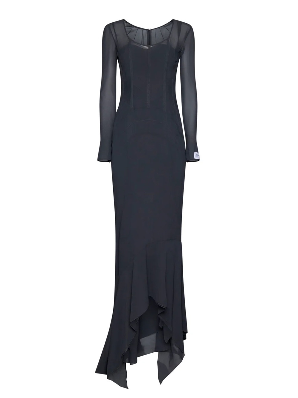 Dolce & Gabbana Black Long Sleeve Sheer Panel Gown